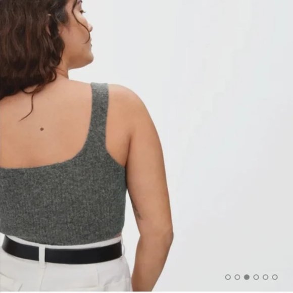 NWT Everlane The Cozy Stretch Tank Gray cropped wool blend top L - Picture 3 of 7